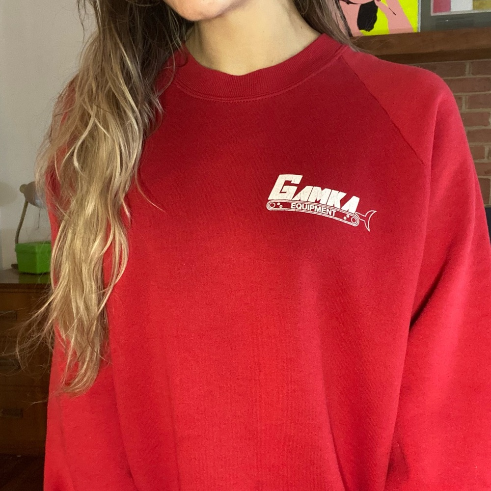 Vintage 90s Gamka Construction Equipment Raglan Crewneck Sweatshirt USA… - Picture 3 of 13